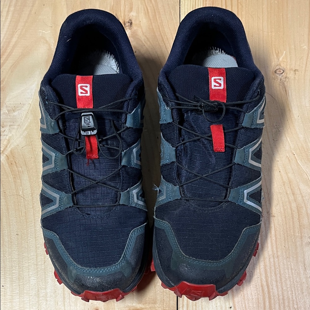 Salomon Navy and Red Trail Shoes